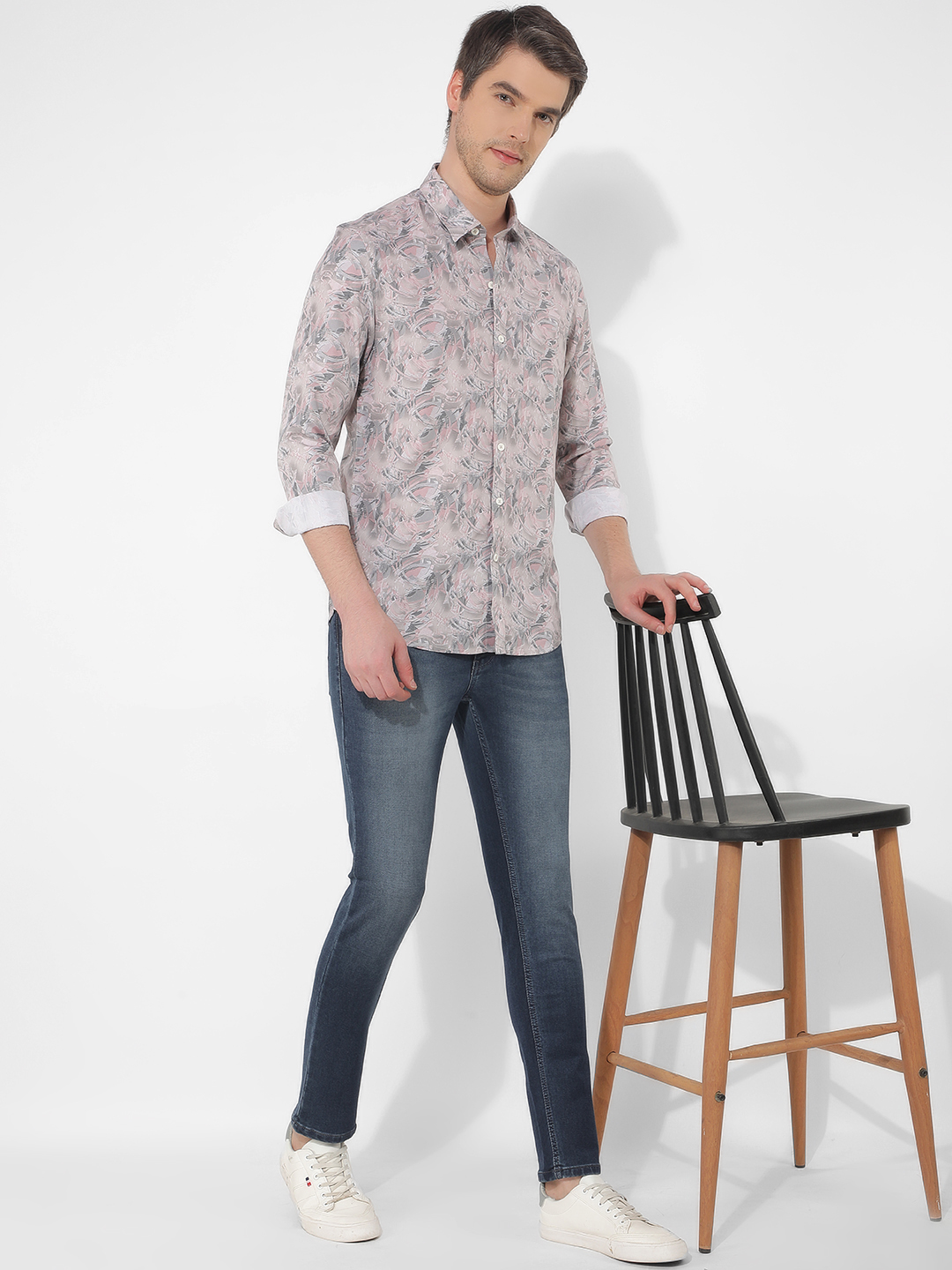 Numero Uno Men Floral Print Pink Shirt